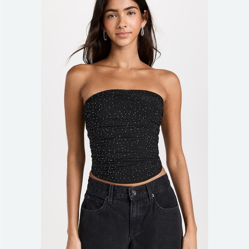 AFRM Black Pasquina Rhinestone Tube Top NWT Size XS